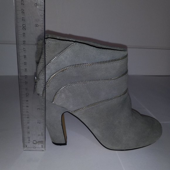 grey suede ankle boot 3.75" heel with zipper, US women's size 9 - Picture 7 of 14